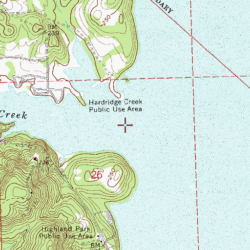 Topographic Map of Hardridge Creek, AL