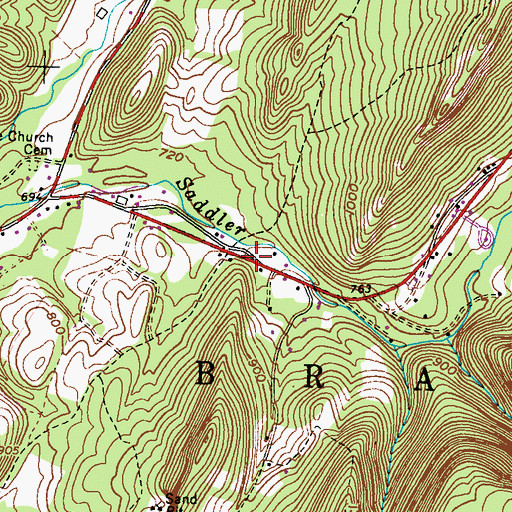 Topographic Map of Center School (historical), PA
