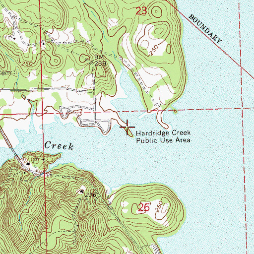 Topographic Map of Hardridge Creek Public Use Area, AL