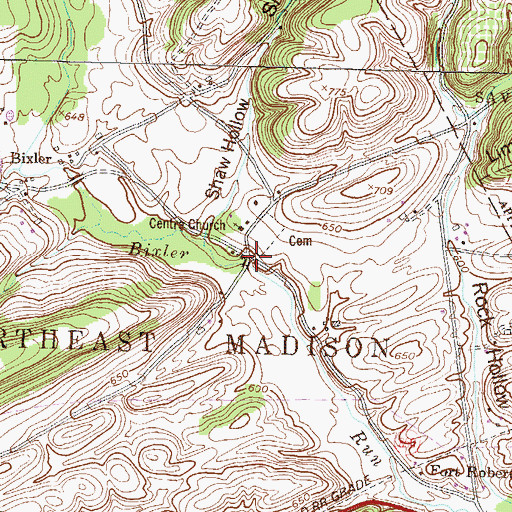 Topographic Map of Center School (historical), PA