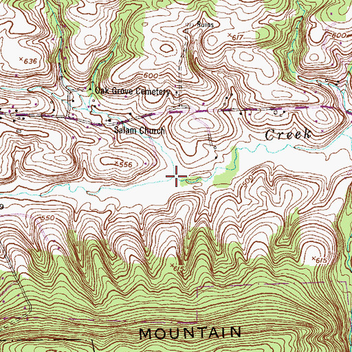 Topographic Map of Rattling Run, PA