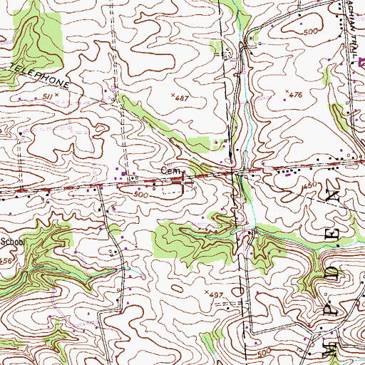 Topographic Map of Saint Pauls Church (historical), PA