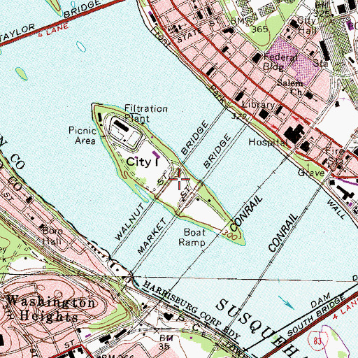Topographic Map of City Island, PA