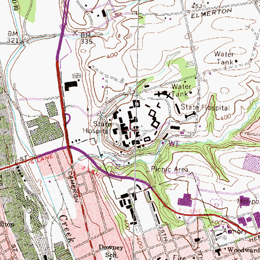 Topographic Map of Pennsylvania State Hospital, PA