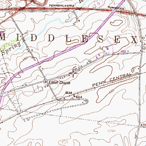 Topographic Map of Drytown, PA
