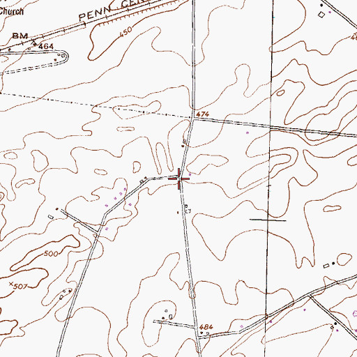 Topographic Map of Horners School (historical), PA