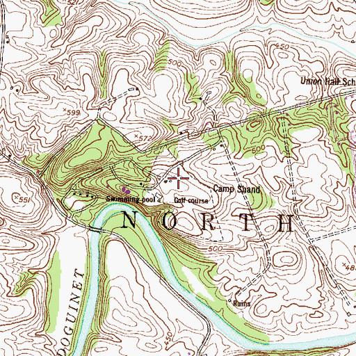 Topographic Map of Camp Shand Golf Course, PA