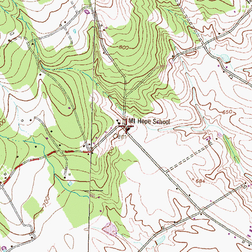Topographic Map of Mount Hope, PA