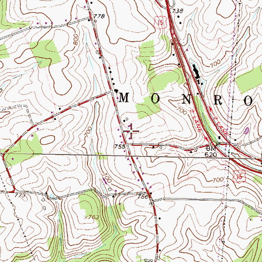 Topographic Map of Monroe School (historical), PA