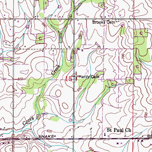 Topographic Map of Hardy Cemetery, AL