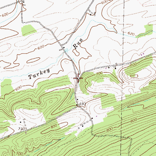 Topographic Map of Turkey Run School, PA