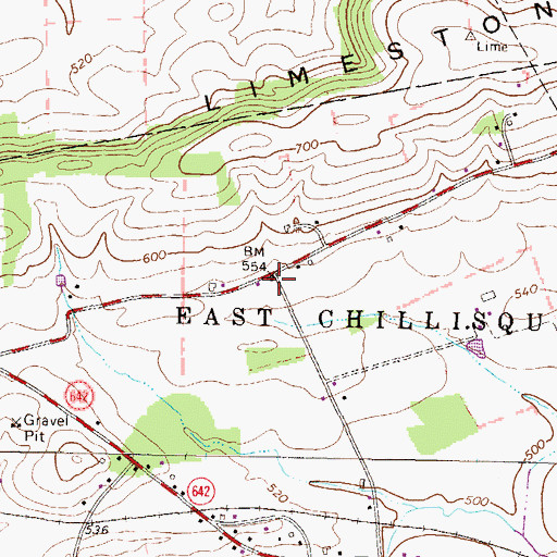 Topographic Map of Lime Ridge School, PA