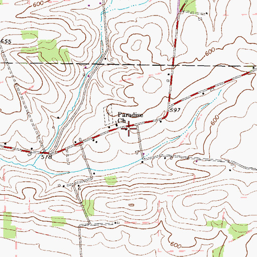 Topographic Map of Paradise School (historical), PA