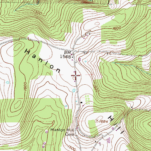 Topographic Map of Hanlon Hill School (historical), PA