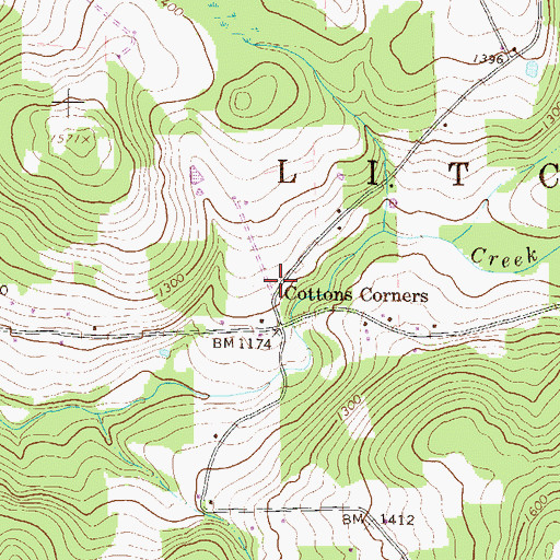 Topographic Map of Cottonhollow School (historical), PA