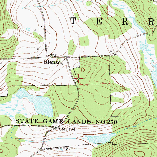 Topographic Map of Wellstown School, PA
