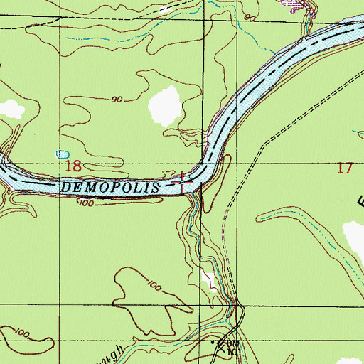 Topographic Map of Harkum Slough, AL