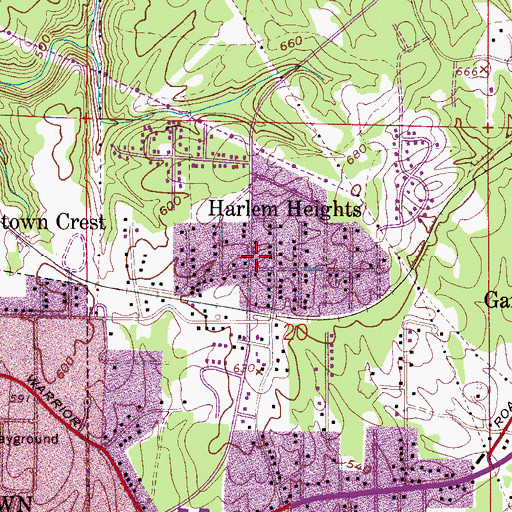 Topographic Map of Harlem Heights, AL