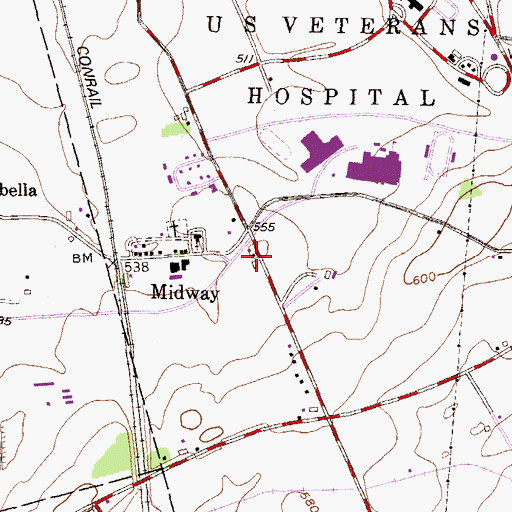 Topographic Map of Edisonville, PA