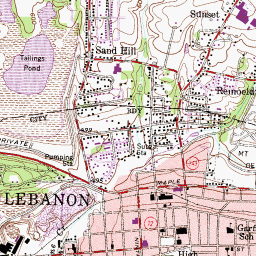 Topographic Map of Lebanon Independent, PA