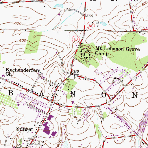 Topographic Map of Koehenderfers School, PA