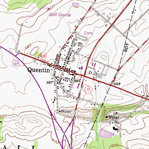 Topographic Map of West Cornwall School, PA