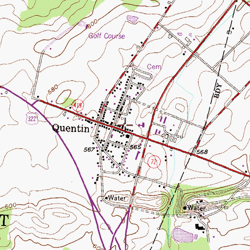 Topographic Map of Saint Pauls Church, PA