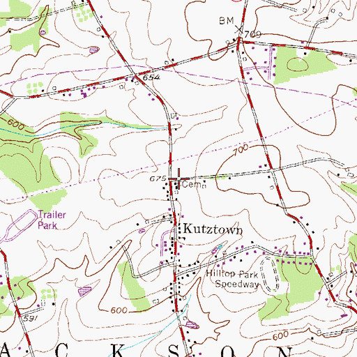 Topographic Map of Union Meeting House, PA