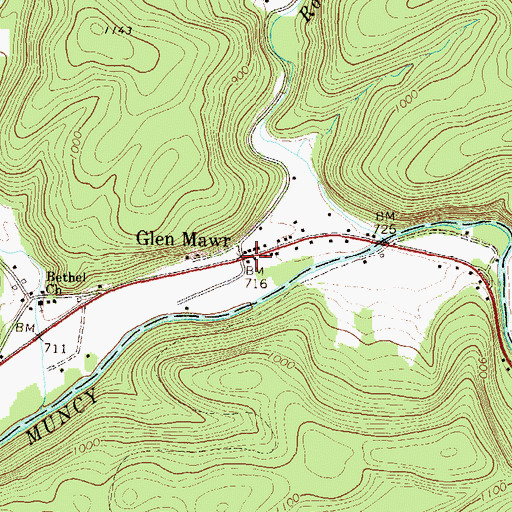 Topographic Map of Maurglen Post Office (historical), PA
