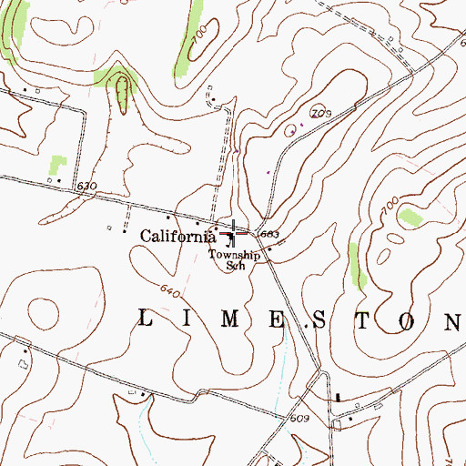 Topographic Map of New California School, PA