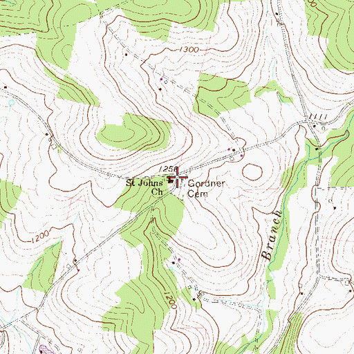Topographic Map of Gardner School (historical), PA