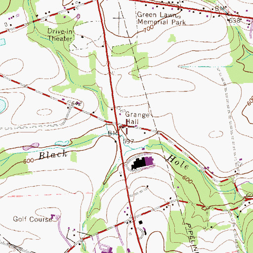 Topographic Map of Pine Street School, PA