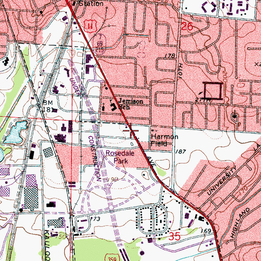 Topographic Map of Harmon Field, AL