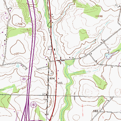 Topographic Map of Warrior School, PA