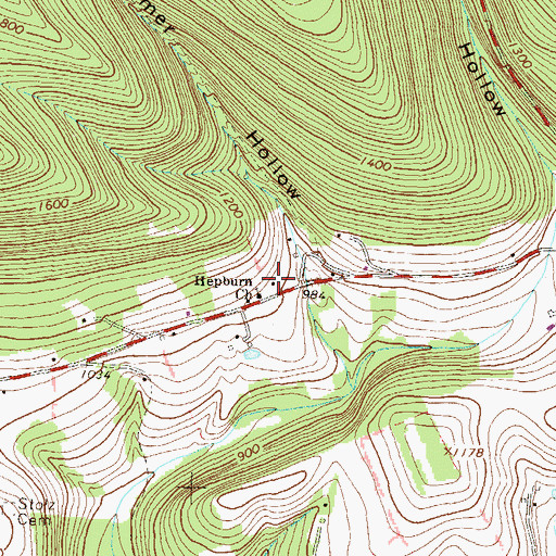 Topographic Map of Pleasant Valley School, PA