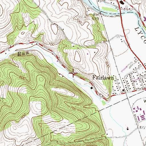 Topographic Map of Pleasant Hill School, PA