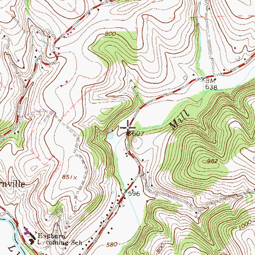 Topographic Map of Falls Factory School, PA