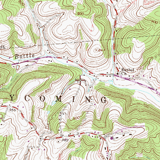 Topographic Map of Bottle Run School, PA