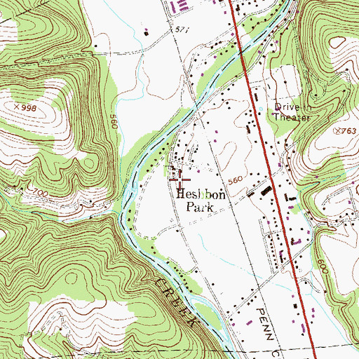 Topographic Map of Hesburn School (historical), PA