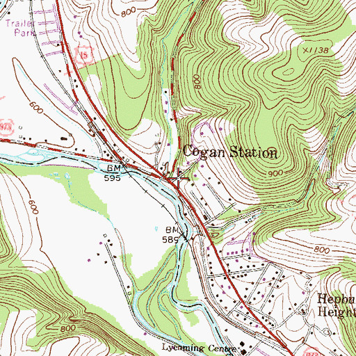 Topographic Map of Cogan Station Post Office (historical), PA