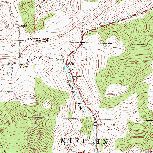 Topographic Map of Canoe Run School (historical), PA