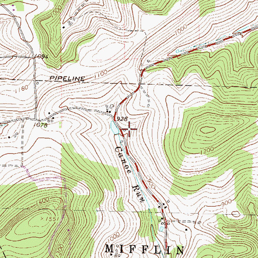 Topographic Map of Frieden Church (historical), PA