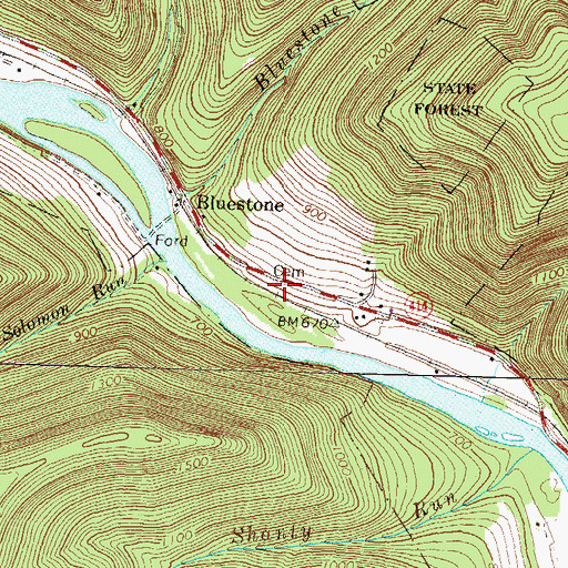 Topographic Map of Bluestone Cemetery, PA