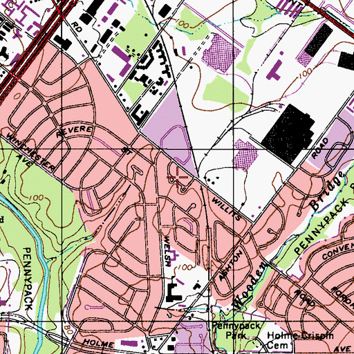 Topographic Map of Blue Grass, PA