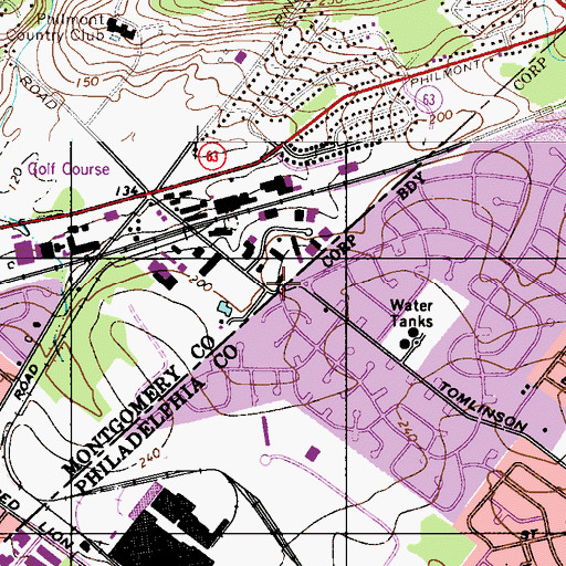 Topographic Map of Philmont, PA
