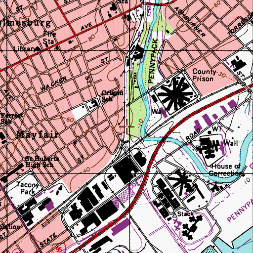 Topographic Map of Holmesburg Junction, PA