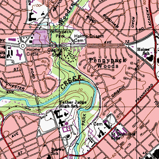 Topographic Map of Rowland, PA