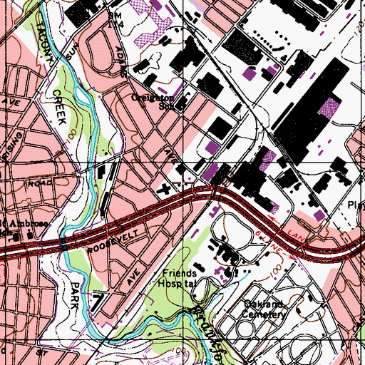 Topographic Map of Cedar Grove, PA