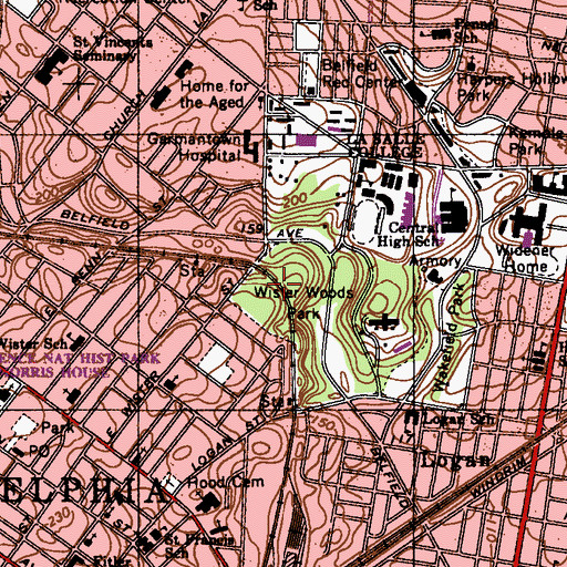 Topographic Map of Wister, PA