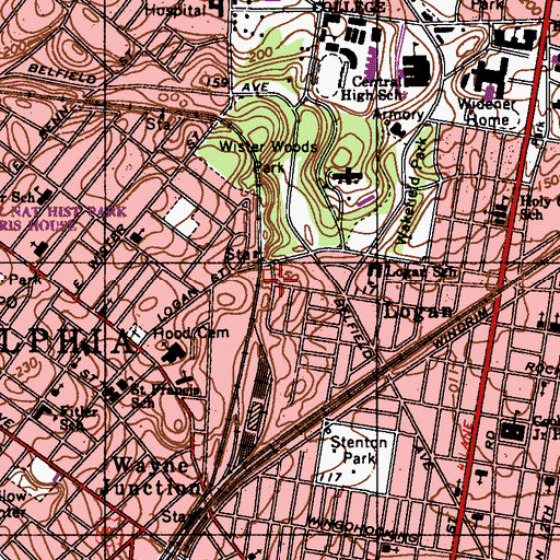 Topographic Map of Fishers, PA